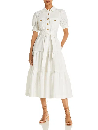 Shop Derek Lam 10 Crosby Buffy Womens Cotton Knee-length Fit & Flare Dress In White