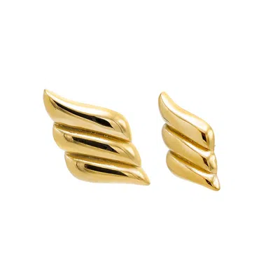 Shop Adina Eden Solid Triple Wave On The Ear Stud Earring In Gold