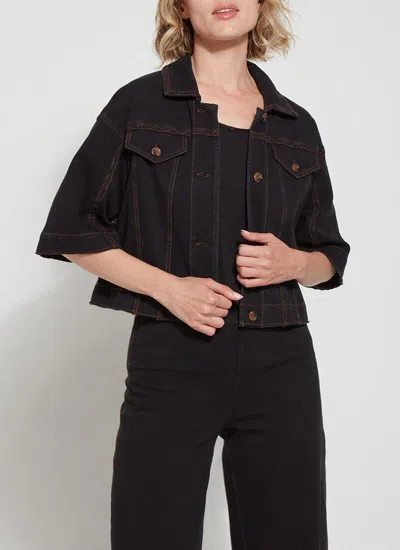 Shop Lyssé New York Peoria Crop Denim Jacket In Black
