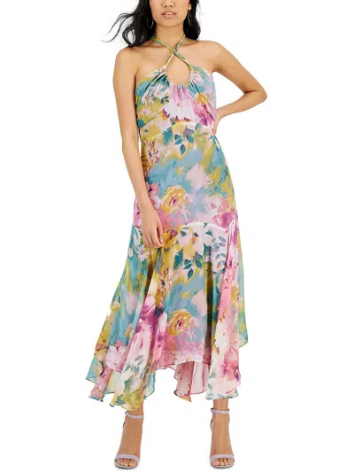Shop Taylor Womens Semi-formal Maxi Halter Dress In Multi