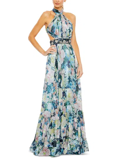 Shop Mac Duggal Womens Embellished Belt A-line Maxi Dress In Multi
