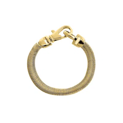 Shop Adina Eden Solid Large Clasp Wide Snake Chain Bracelet In Gold