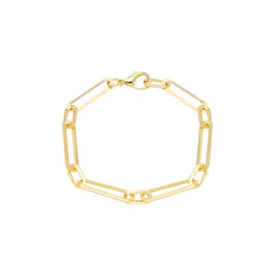 Shop Adina Eden Wide Elongated Paperclip Chain Bracelet In Gold
