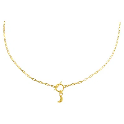 Shop Adina Eden Solid Moon Toggle Necklace In Gold
