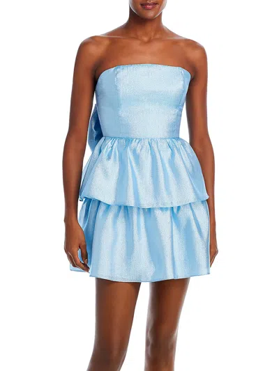 Shop Amanda Uprichard Womens Bow Mini Cocktail And Party Dress In Blue