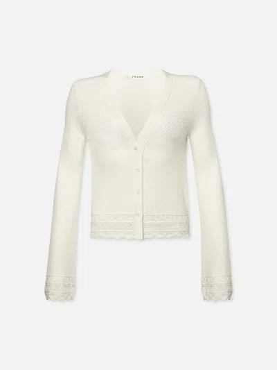 Frame Pointelle Cardi Cream In White