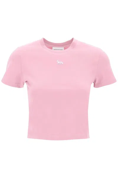 Shop Maison Kitsuné T Shirt Cropped Baby Fox In Pink