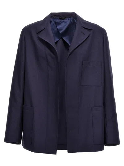 Shop Fendi Martingale Jacket Blazer In Blue