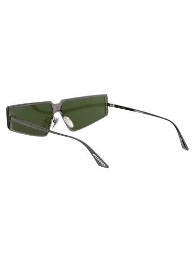 Shop Balenciaga Sunglasses In 002 Ruthenium Ruthenium Green