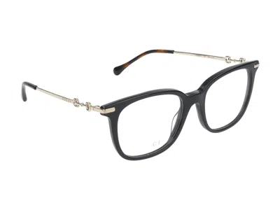 Shop Gucci Eyeglasses In Black Gold Transparent
