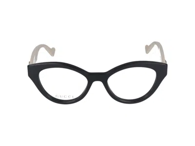 Shop Gucci Eyeglasses In Black White Transparent
