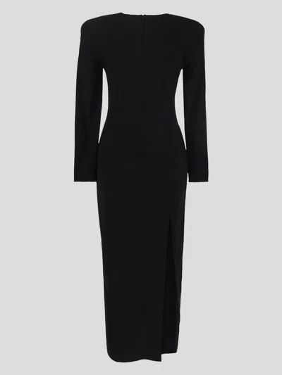 Shop Versace Viscose Sable Long Dress Long Sleeves In Black