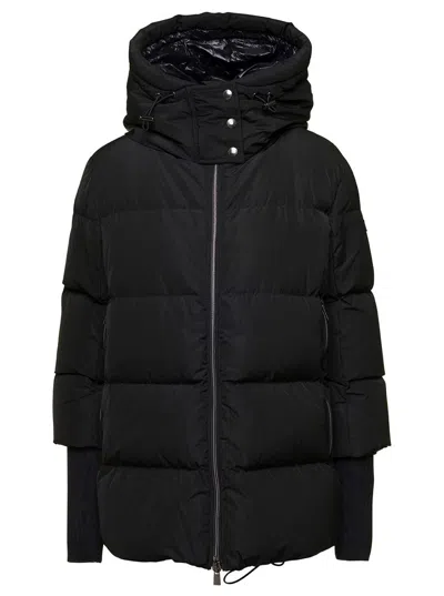 Shop Tatras 'azara' Black Hooded Down Jacket With Logo Detail In Nylon Woman