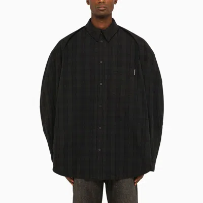 Shop Balenciaga Checked Shirt With Removable Sleeves In Grey