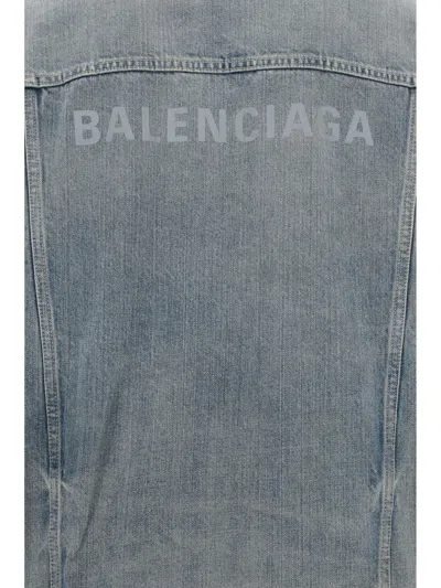 Shop Balenciaga Jackets In Outback Blue