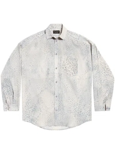 Shop Balenciaga Leopard Print Shirt Clothing In Grey
