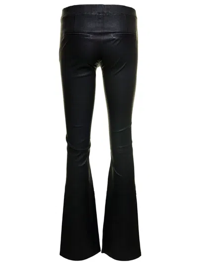 Shop Arma Black 'izzy' Pants With Branded Button Fastening In Leather Woman