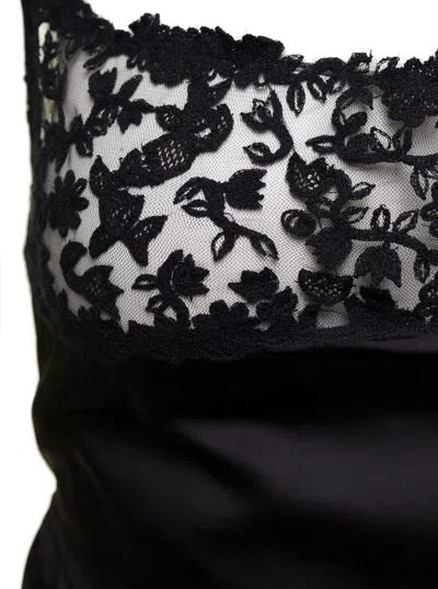 Shop Jacquemus Black Brodéè  'la Saudade' Mini Dress In Satin Woman