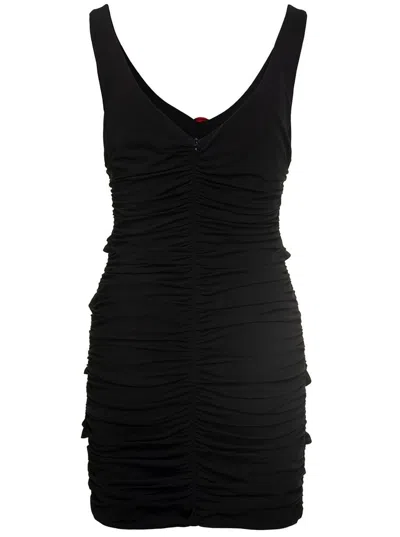 Magda Butrym Contrast Bandage Flower Dress In Black