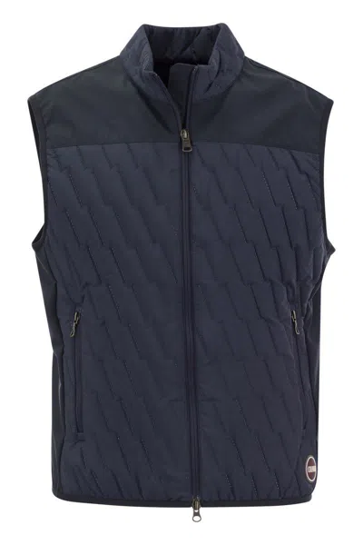Shop Colmar Quilted Waistcoat With Softshell Inserts In Navy
