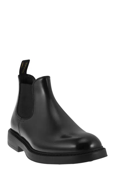 Doucal's Black Leather Ankle Boot In Black