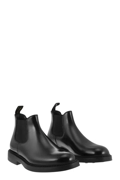 Shop Doucal's Chelsea Leather Ankle Boot In Black