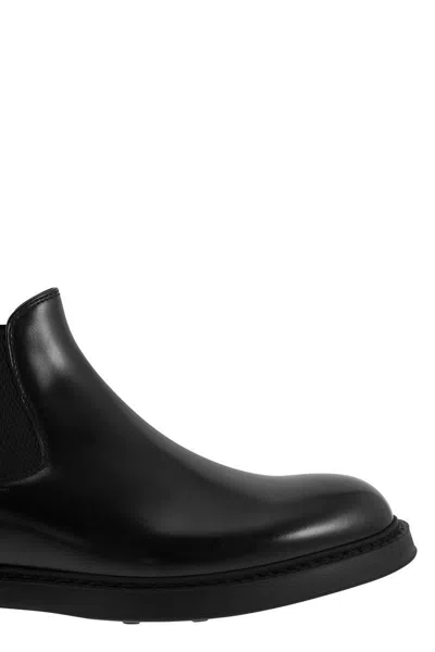 Doucal's Black Leather Ankle Boot In Black