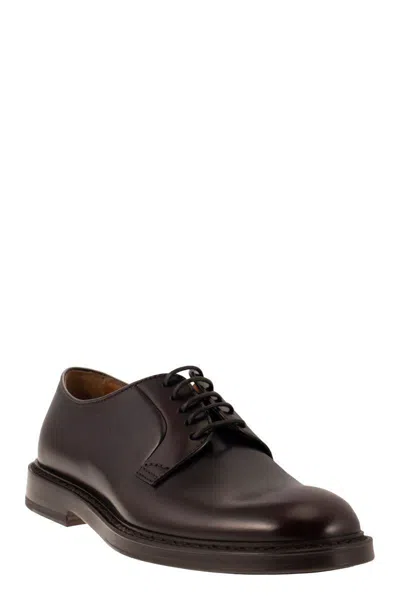 Doucal's Black Classic Oxford Shoes In Calf Leather Man In Burgundy