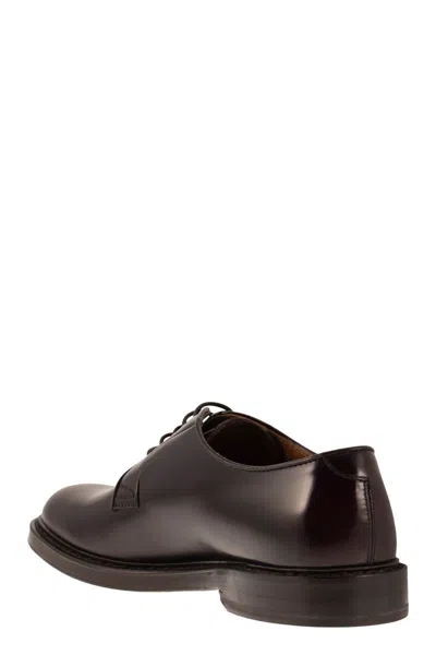 Doucal's Black Classic Oxford Shoes In Calf Leather Man In Burgundy