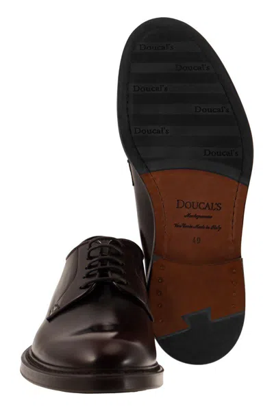Doucal's Black Classic Oxford Shoes In Calf Leather Man In Burgundy