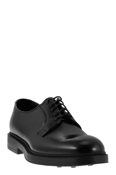 Shop Doucal's Leather Derby Lace-up In Black