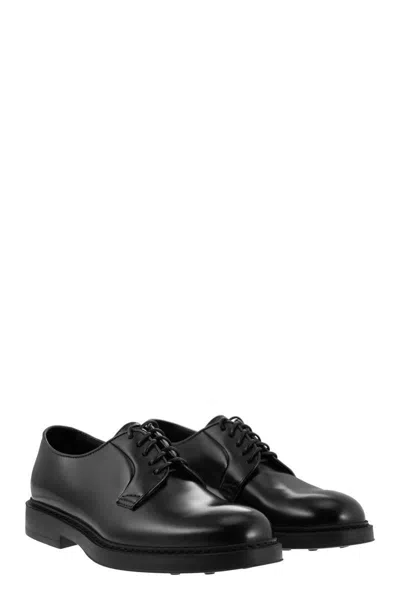 Shop Doucal's Leather Derby Lace-up In Black