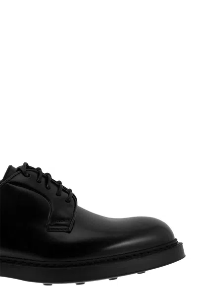 Shop Doucal's Leather Derby Lace-up In Black