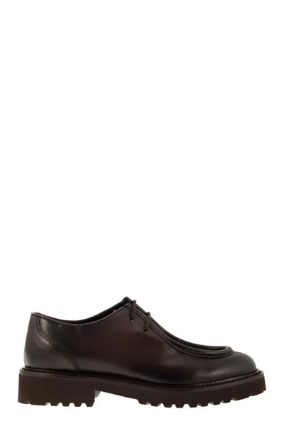 Doucal's Leather Lace-up With Tray In Dark Brown