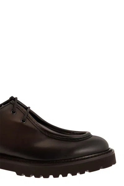 Doucal's Leather Lace-up With Tray In Dark Brown