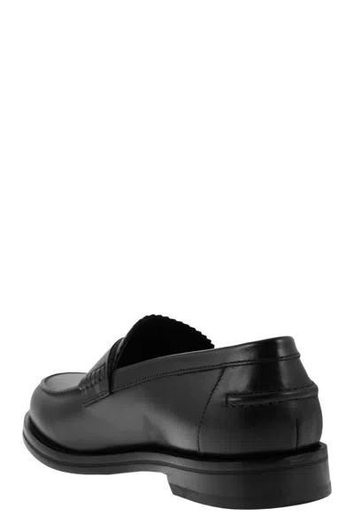 Shop Doucal's Penny - Leather Moccasin In Black