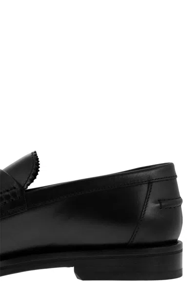 Shop Doucal's Penny - Leather Moccasin In Black