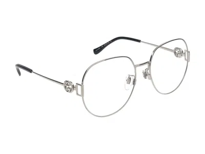 Shop Gucci Eyeglasses In Silver Silver Transparent