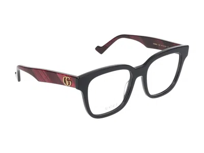 Shop Gucci Eyeglasses In Black Burgundy Transparent