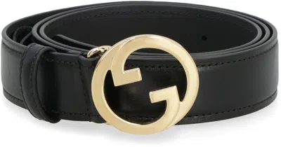 Shop Gucci Blondie Leather Belt In Black