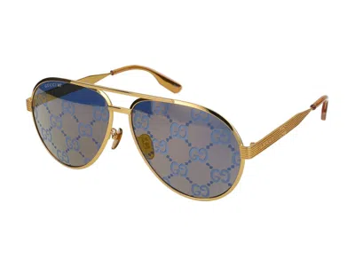 Shop Gucci Sunglasses In Gold Gold Blue