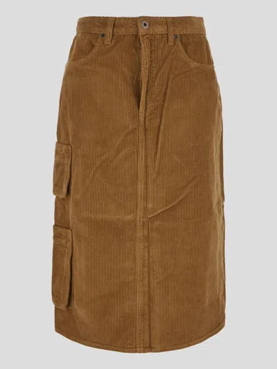 Shop Pence 1979 Pence Corduroy Cargo Midi Skirt In Brown
