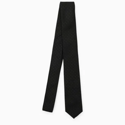 Shop Saint Laurent Black/grey Polka Dot Tie