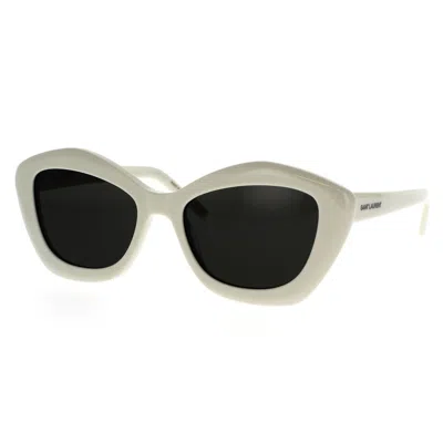 Shop Saint Laurent Eyewear Sunglasses In Ivory