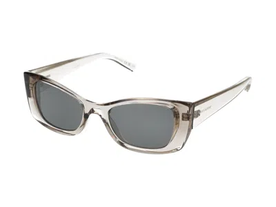Shop Saint Laurent Sunglasses In Beige Beige Silver