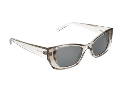 Shop Saint Laurent Sunglasses In Beige Beige Silver