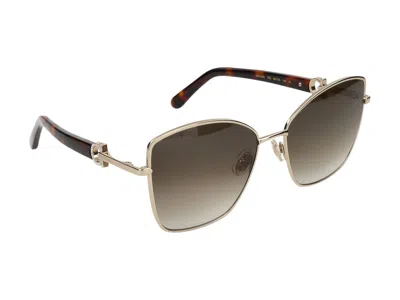 Shop Ferragamo Salvatore  Sunglasses In Gold/khaki Gradient