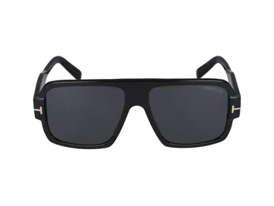 Shop Tom Ford Sunglasses In Glossy Black/smoke