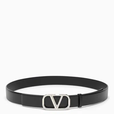 Shop Valentino Garavani Vlogo Black/silver Belt