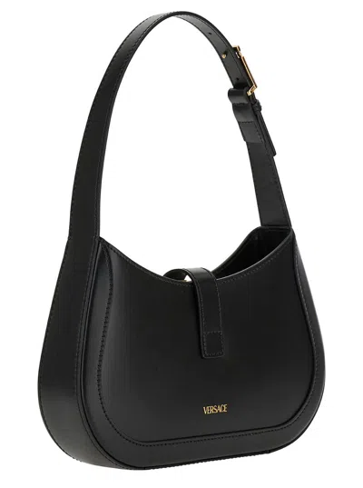 Versace Greca Goddess Leather Shoulder Bag In Blackgold